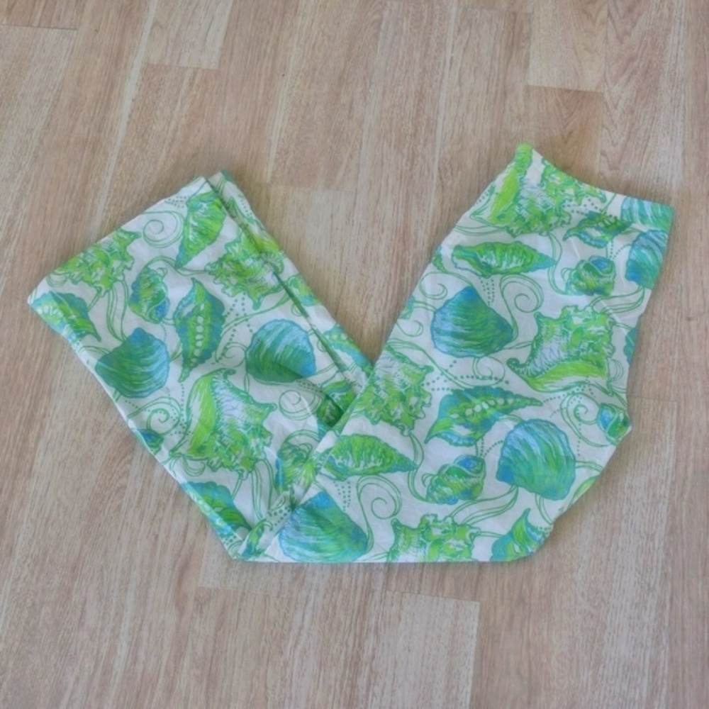 Lilly Pulitzer Jubilee Green Seashell Pants Size 8
